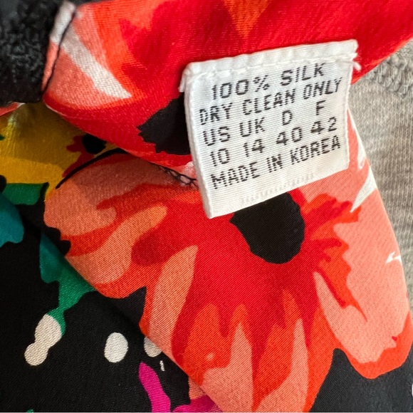 VTG Talbots Nipon Silk Floral Tulip Dress Lined Size 10 Citrus Colors - Picture 9 of 15